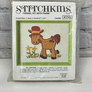 Vintage Studio 12 Stitchkins Crewel Kit w/Frame Lester #1743 Needle Craft Hobby
